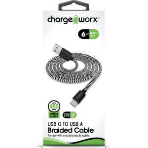 6ft USB-C to USB-A Braided Sync & Charge Cable,